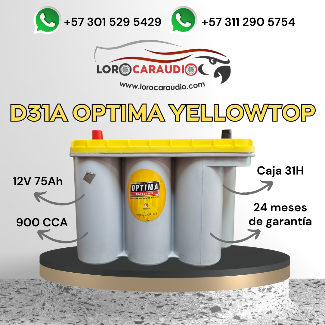 Batería Optima Amarilla D31A AGM Espiral